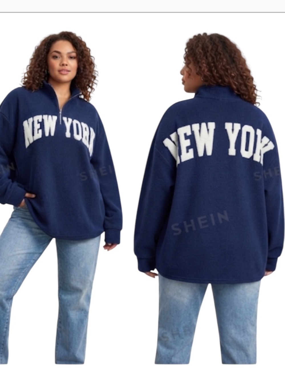 Letter Print Zipper Half Placket Drop Shoulder Sweatshirt For Women size L